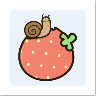 Cute snail on strawberry Posters and Art